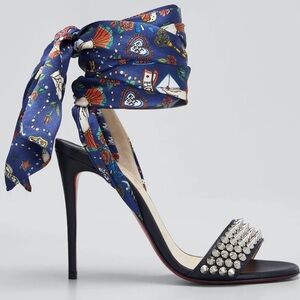 Christian Louboutin 36,5 Sandale Du Desert Spikes 100 Black Sandal Heel